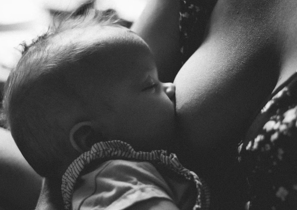 bébé allaité noir et blanc Bébé au sein
